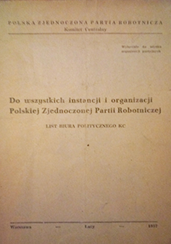 Do Wszystkich Instancji I Organizacji Polskiej Zjednoczonej Partii