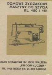 Okładka książki Domowe zygzakowe maszyny do szycia kl. 450 i 451 praca zbiorowa
