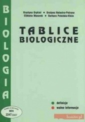 Okładka książki Tablice biologiczne Krystyna Grykiel, Grażyna Halastra-Petryna, Elżbieta Mazurek, Barbara Potulska-Klein
