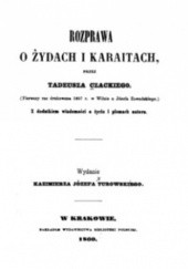 Okładka książki Rozprawa o Żydach i Karaitach Tadeusz Czacki