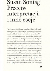 Okładka książki Przeciw interpretacji i inne eseje Susan Sontag