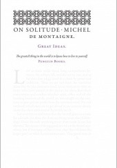 Okładka książki On Solitude Michel de Montaigne