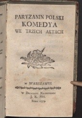 Okładka książki Paryżanin polski Franciszek Bohomolec