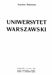 Okładka książki Uniwersytet Warszawski Szymon Askenazy