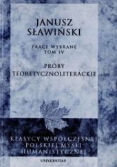 Okładka książki Próby teoretycznoliterackie Janusz Sławiński