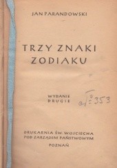 Okładka książki Trzy znaki zodiaku Jan Parandowski