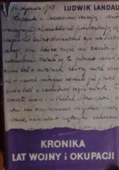 Okładka książki Kronika lat wojny i okupacji. Tom I, Wrzesień 1939 - listopad 1940 Ludwik Maurycy Landau