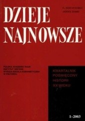 Okładka książki Dzieje najnowsze 1 - 2003 Tadeusz Wolsza