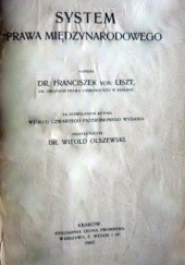 Okładka książki System Prawa Międzynarodowego Franciszek von Liszt