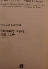 Okładka książki Powstańcy śląscy 1921-1939 Tomasz Falęcki
