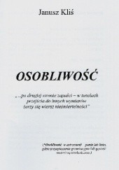 Okładka książki "OSOBLIWOŚĆ" - zbiór wierszy w książce pt."Grzechy niepopełnione" Janusz Kliś