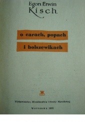 Okładka książki O carach, popach i bolszewikach Egon Erwin Kisch