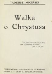 Okładka książki Walka o Chrystusa Tadeusz Miciński