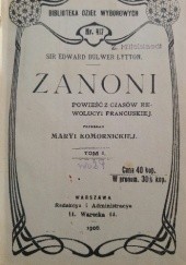 Okładka książki Zanoni. Powieść z czasów rewolucyi francuskiej. T. 1-3 Edward Bulwer-Lytton