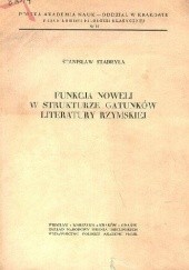 Okładka książki Funkcja noweli w strukturze gatunków literatury rzymskiej Stanisław Stabryła