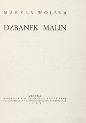 Okładka książki Dzbanek malin Maryla Wolska