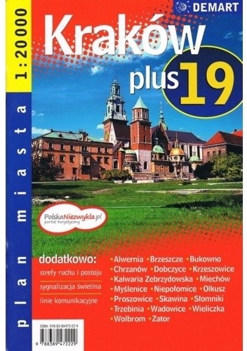 Okładka książki Kraków plus 19. Plany miasta. 1:20 000 Demart , praca zbiorowa