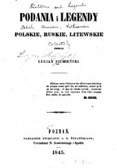 Okładka książki Podania i legendy polskie, ruskie i litewskie Lucjan Hipolit Siemieński