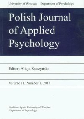 Okładka książki Polish Journal of Applied Psychology Volume 11 2/2013 Alicja Kuczyńska