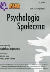 Okładka książki Psychologia Społeczna Tom 11 nr 1 (36) 2016
