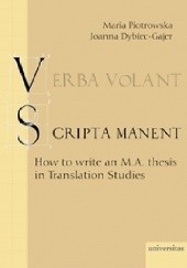 Okładka książki Verba volant, scripta manent Joanna Dybiec-Gajer, Maria Piotrowska