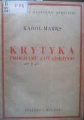 Okładka książki Krytyka programu gotajskiego Karol Marks