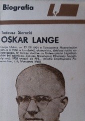 Okładka książki Oskar Lange Tadeusz Sierocki