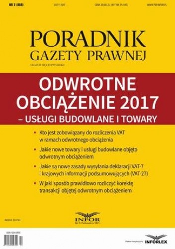 Okładka książki Odwrotne obciążenie 2017  usługi budowlane i towary (PGP 2/2017) Szwęch Aneta
