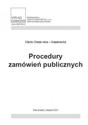 Okładka książki Procedury zamówień publicznych Olszewska Kazanecka Maria