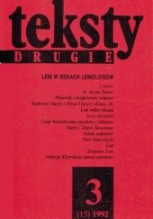 Okładka książki Teksty Drugie 1992/3 Lem w rękach lemologów Jerzy Jarzębski