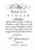 Okładka książki The Art of Playing on the Violin Francesco Geminiani