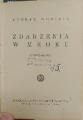Okładka książki Zdarzenia w mroku Henryk Worcell