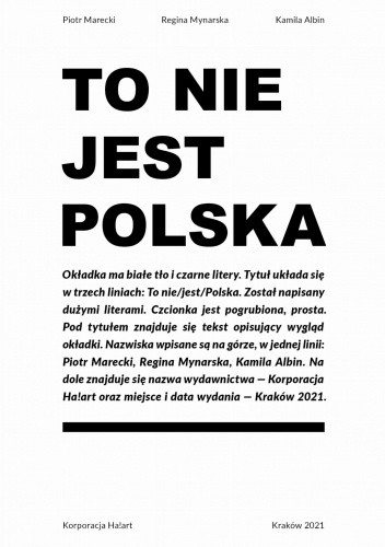 Okładka książki To nie jest Polska Kamila Albin, Piotr Marecki, Regina Mynarska