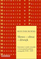Okładka książki Słowo-obraz-dźwięk. Literatura i sztuki wizualne w koncepcjach polskiej awangardy 1918-1939 Beata Śniecikowska