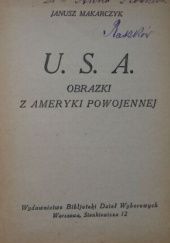 Okładka książki U. S. A.: Obrazki z Ameryki powojennej Janusz Makarczyk