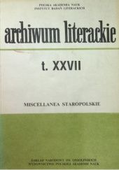 Okładka książki Miscellanea staropolskie. Tom XXVII Tadeusz Ulewicz