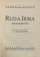 Okładka książki Ruda Irma Francis Carco