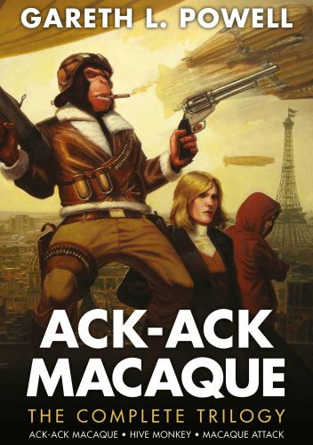 Okładki książek z cyklu Ack-Ack Macaque