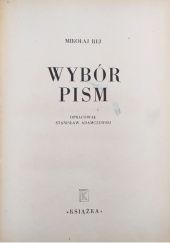 Okładka książki Wybór pism Mikołaj Rej