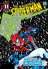 Okładka książki Spider-Man: Media Blizzard Mark Bagley, Tom DeFalco, Dan Jurgens, Howard Mackie, Tom Morgan, John Romita Jr.