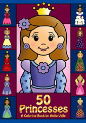 Okładka książki 50 Princesses A Coloring Book Anita Valle
