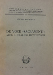 Okładka książki De voce "Sacramenti" apud S. Hilarium Pictaviensem Leokadia Małunowiczówna