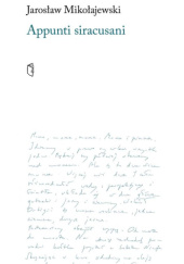 Okładka książki Appunti siracusani Jarosław Mikołajewski