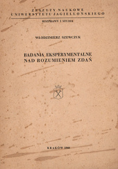 Okładka książki Badania eksperymentalne nad rozumieniem zdań Włodzimierz Szewczuk
