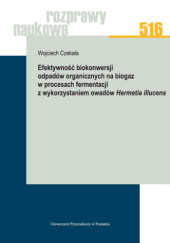 Okładka książki Efektywność biokonwersji odpadów organicznych na biogaz w procesach fermentacji z wykorzystaniem owadów Hermetia illucens Wojciech Czekała