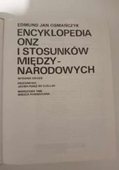 Okładka książki Encyklopedia ONZ i stosunków międzynarodowych Edmund Jan Osmańczyk