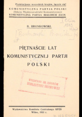 Okładka książki 15 lat walki Komunistycznej Partji Polski Bronisław Bortnowski