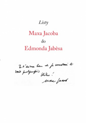 Okładka książki Listy Maxa Jacoba do Edmonda Jabèsa Max Jacob