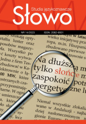 Okładka książki Słowo. Studia językoznawcze 14/2023 Wioletta Kochmańska, Maria Krauz, Bożena Taras