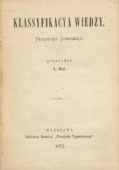 Okładka książki Klassyfikacya wiedzy Herbert Spencer
